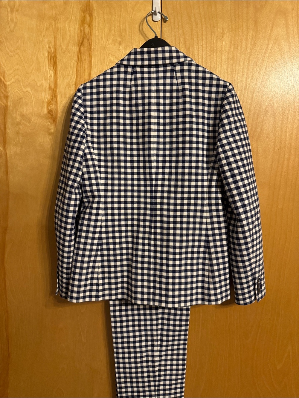J. Crew Navy and White Gingham Blazer & Trouser Set. - Picture 5 of 8